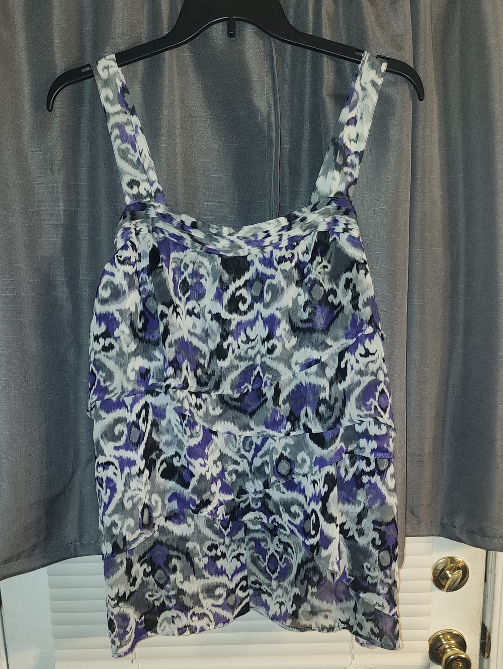Lane Bryant Purple, Black & White Patterned Tiered Camisole